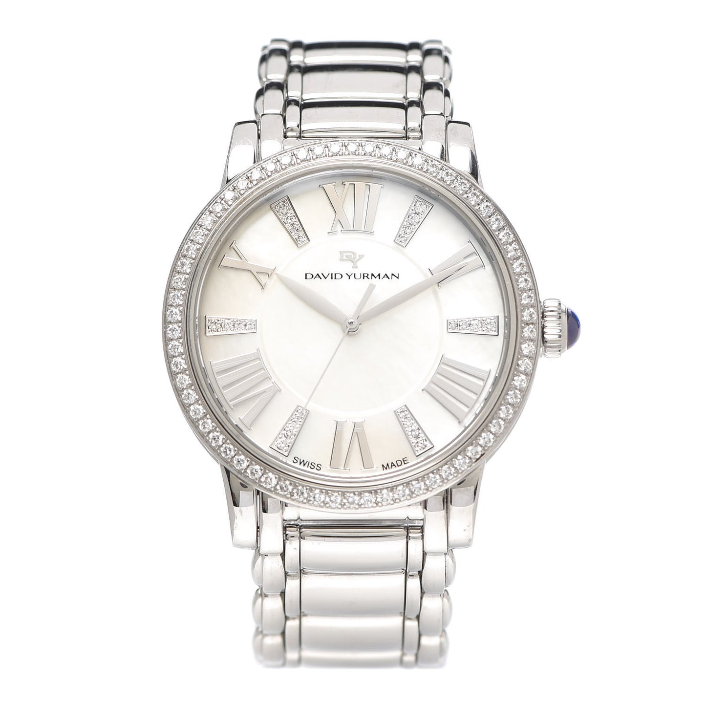 Stainless Steel Diamond Bezel Mother of Pearl 38mm Classic Quartz Watch