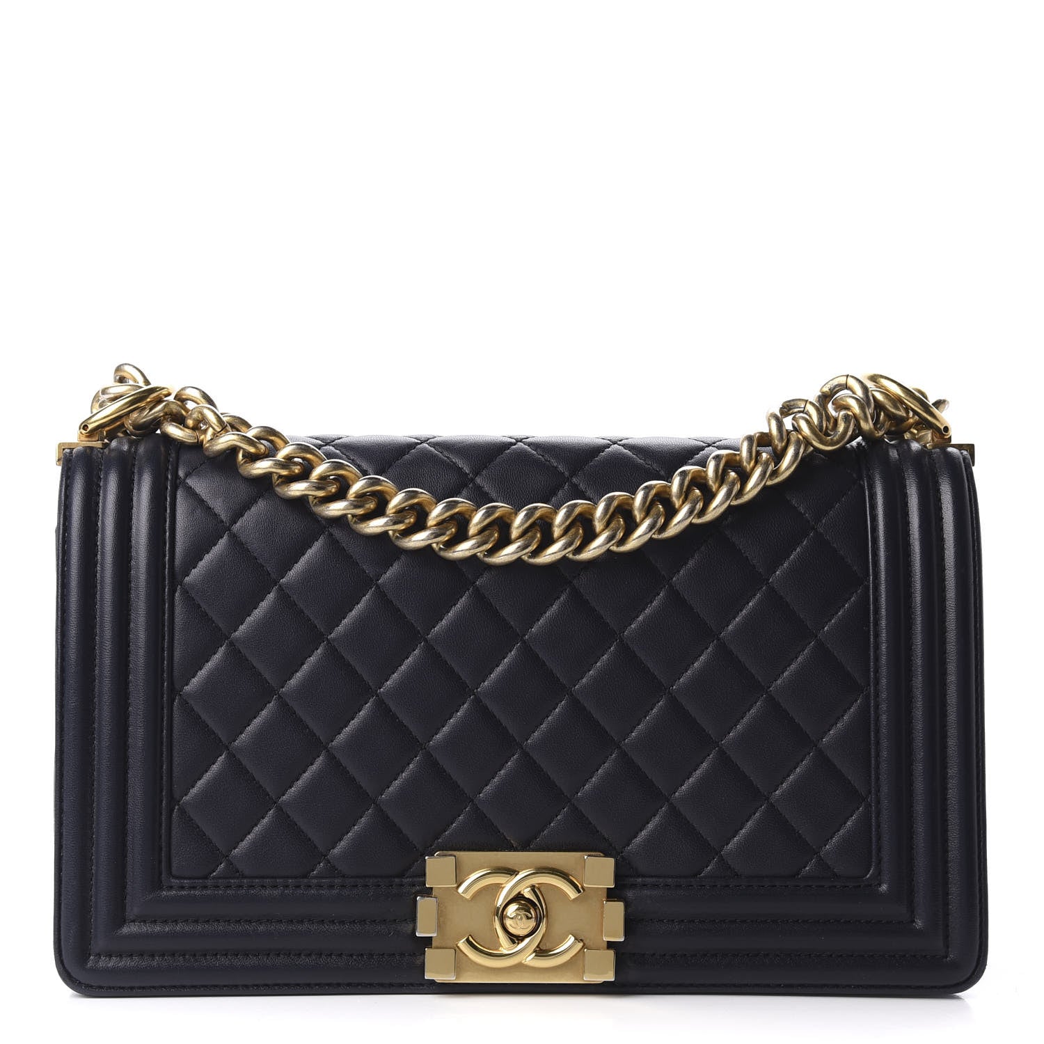 Chanel Lambskin Quilted Medium Boy Flap Dark Navy 1 of 9