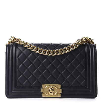 Chanel Lambskin Quilted Medium Boy Flap Dark Navy 1 of 9