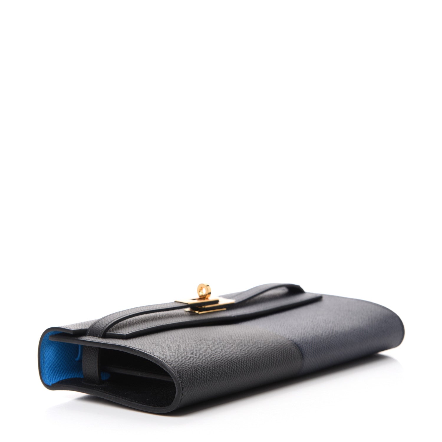 Hermes Epsom Casaque Kelly Wallet To Go Black Bleu Indigo Bleu Frida 4 of 10