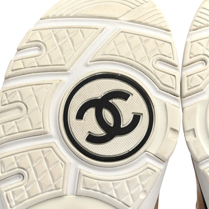 Chanel Suede Tweed Felt CC Sneakers 39 Beige 6 of 7