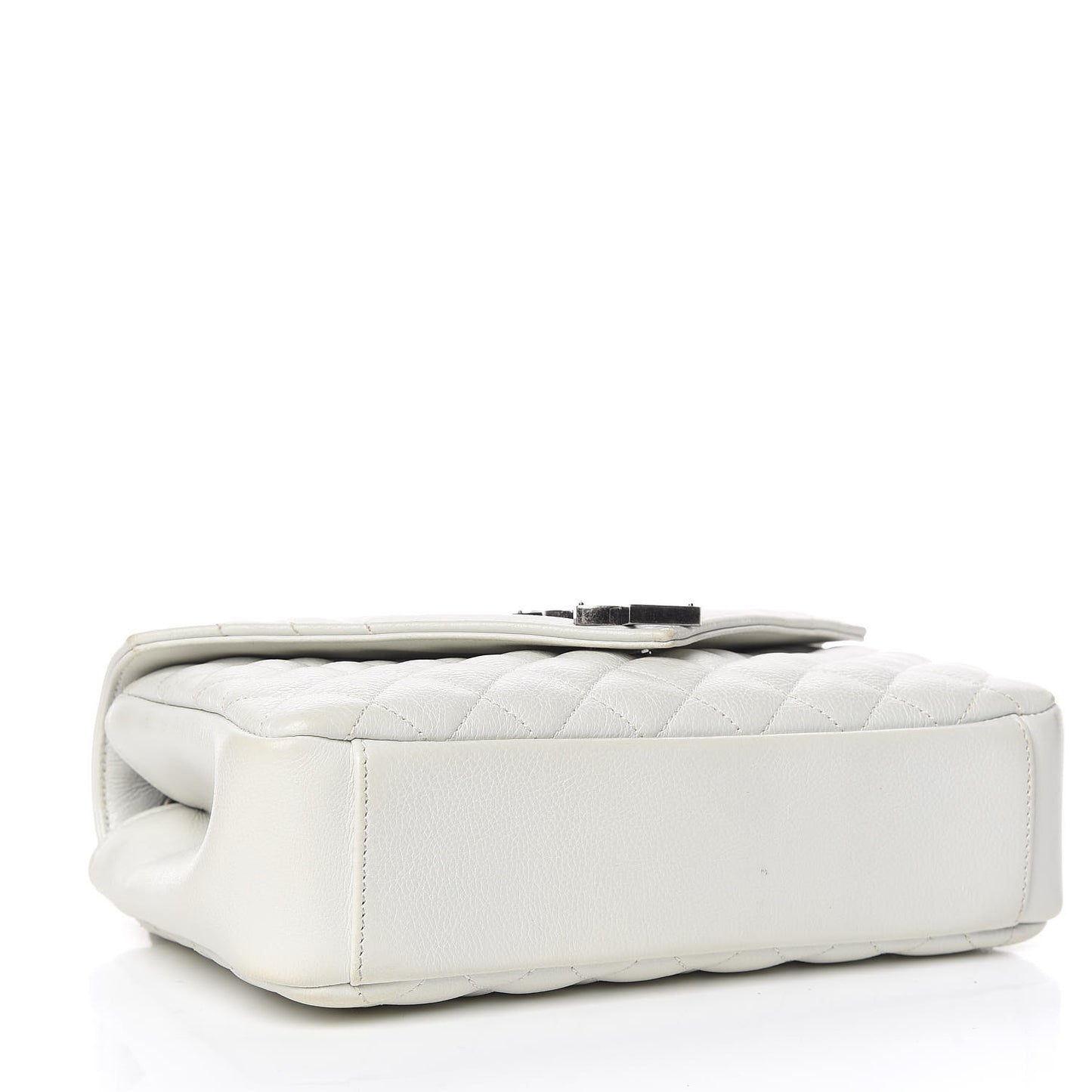 Sheepskin Tri-Quilt Monogram Medium College Bag Dove White