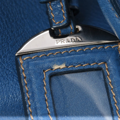 Prada Vitello Daino Boston Bag Marine 8 of 9