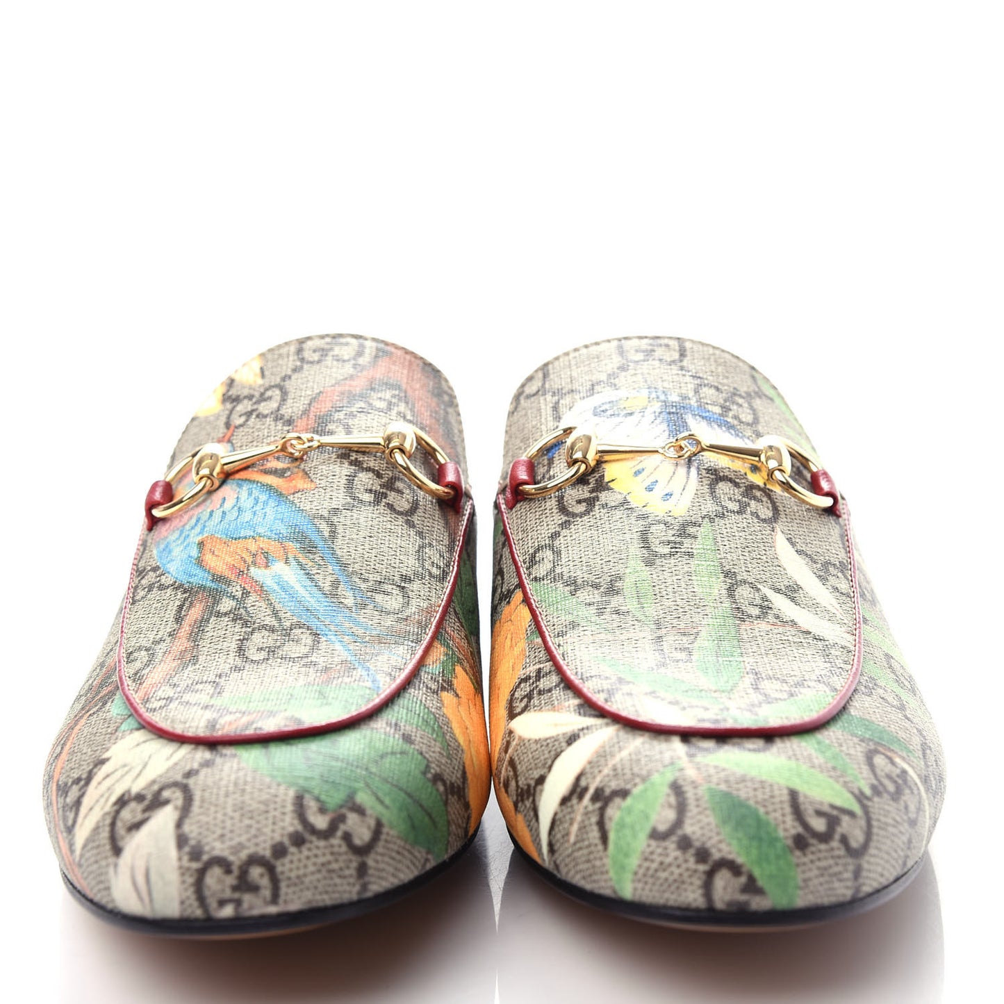 GG Supreme Monogram Tian Womens Princetown Slippers 38 Beige Ebony Multicolor