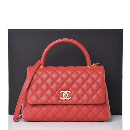 Chanel Caviar Quilted Small Coco Handle Flap Red 8 of 8