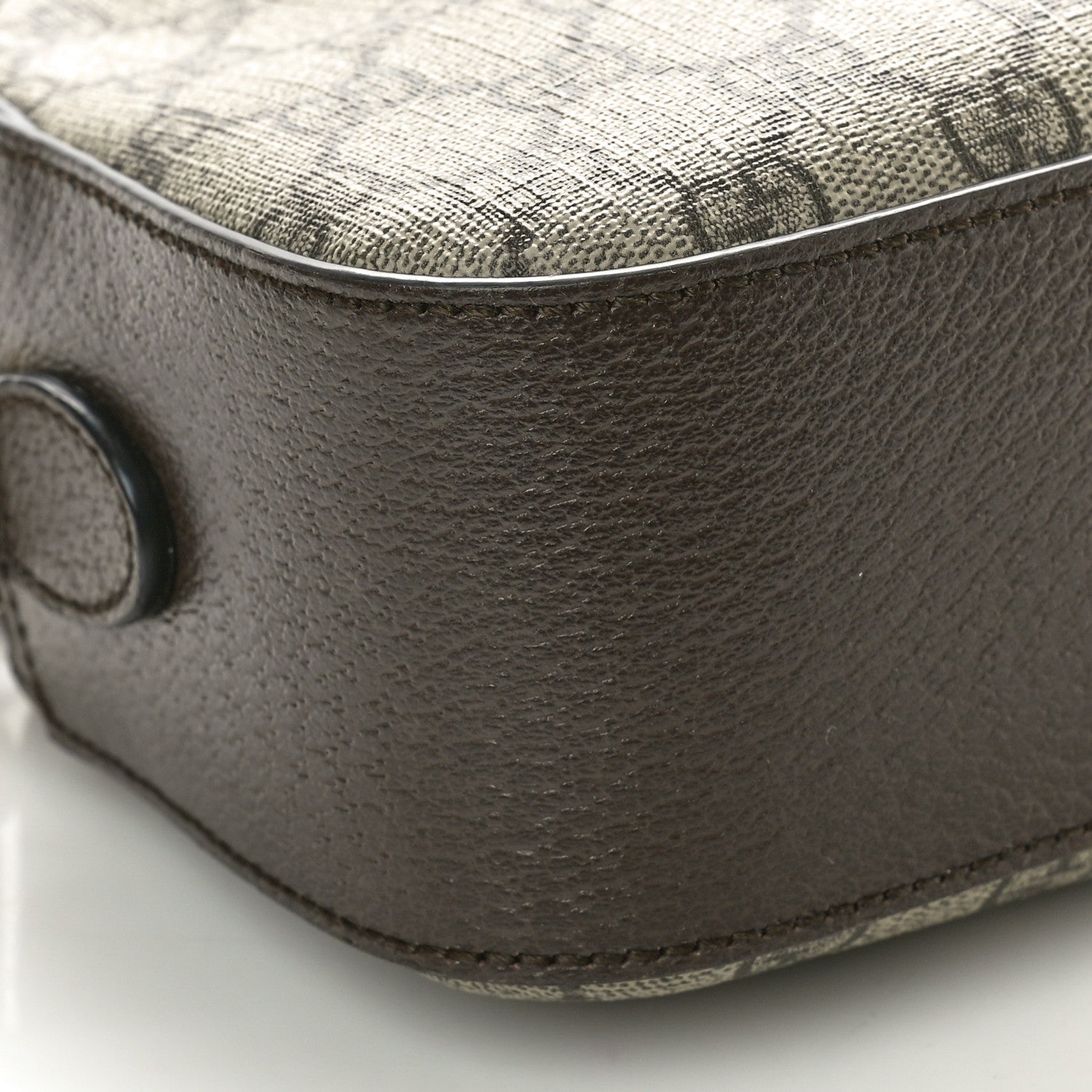Gucci GG Supreme Monogram Textured Dollar Calfskin Web Ophidia Wristlet Shoulder Bag Beige Ebony New Acero 9 of 12