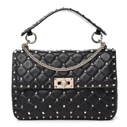 Valentino Garavani Lambskin Medium Rockstud Spike Shoulder Bag Black 1 of 9