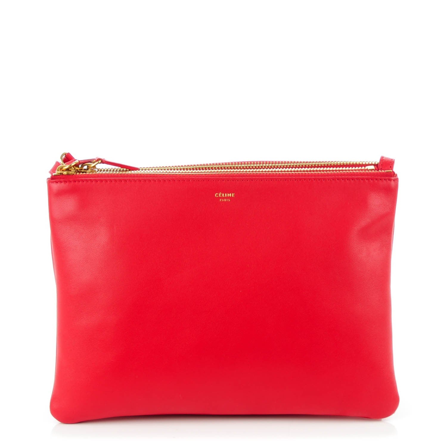 Celine Lambskin Large Trio Crossbody Bag Red 1 of 7
