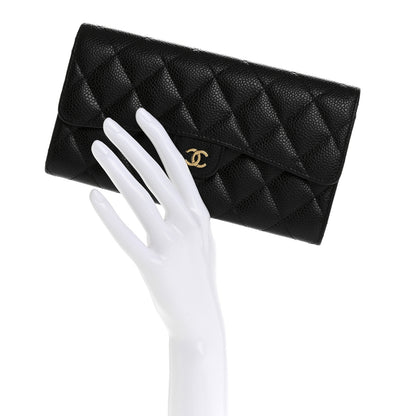 Chanel Caviar Quilted Large Gusset Flap Wallet Black 2 of 9