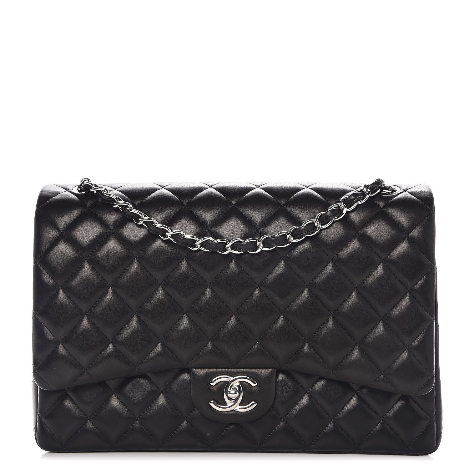 Chanel Lambskin Quilted Maxi Double Flap Black 1 of 8