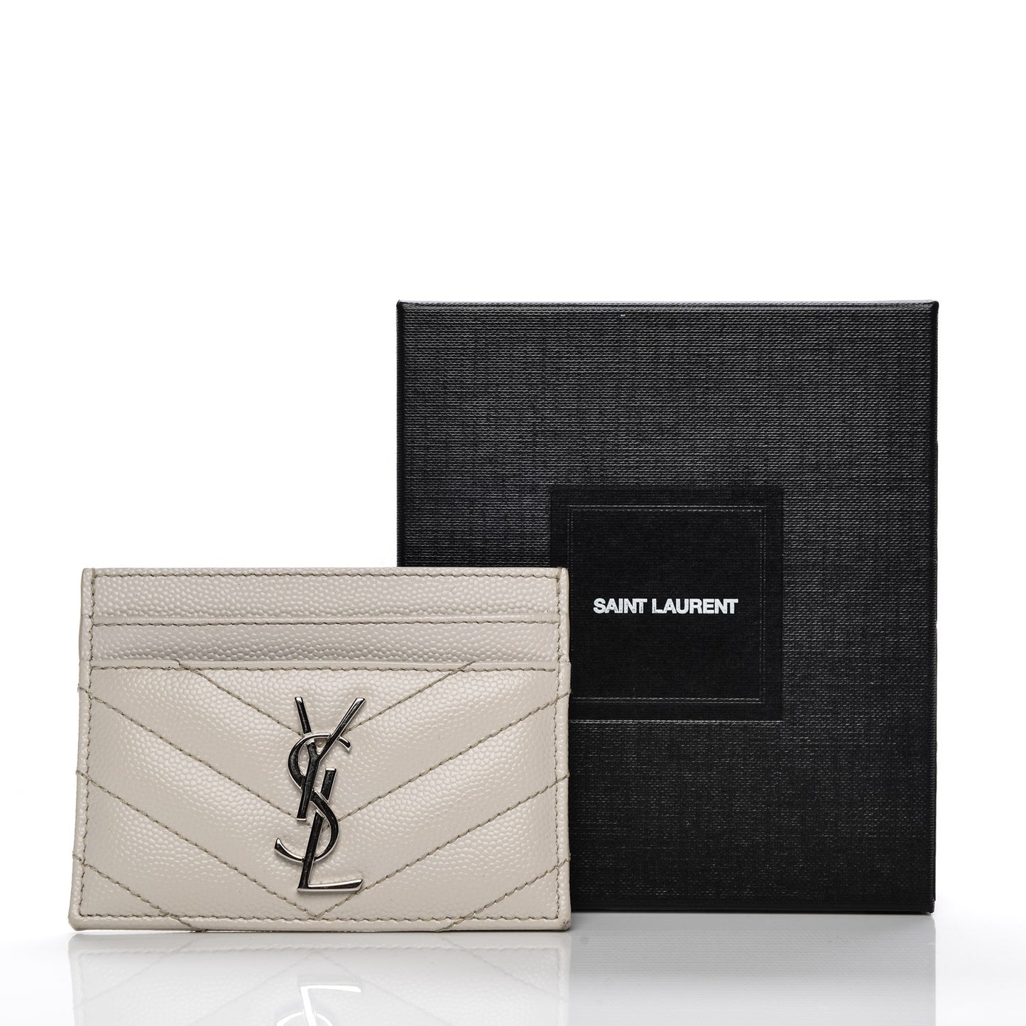 Grain De Poudre Matelasse Chevron Card Case Icy White
