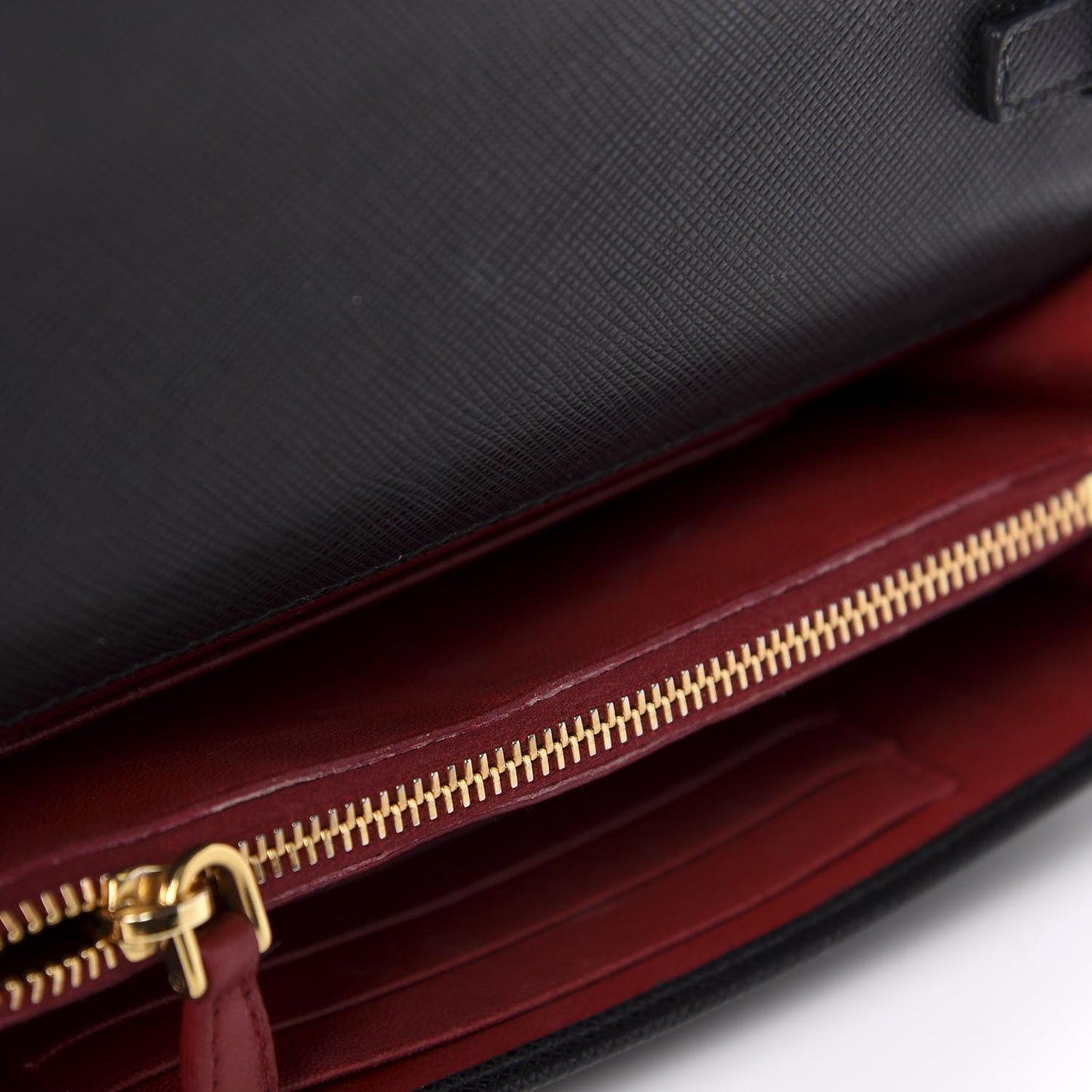 Saffiano Lux Chain Wallet Black