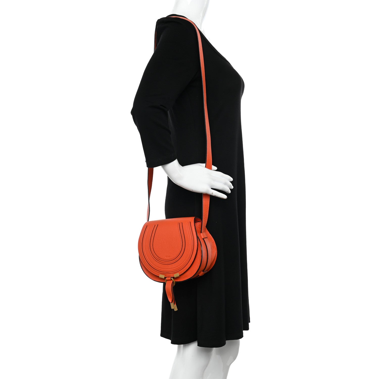 Chloe Grained Calfskin Small Marcie Saddle Bag Rusted Orange 2 of 11
