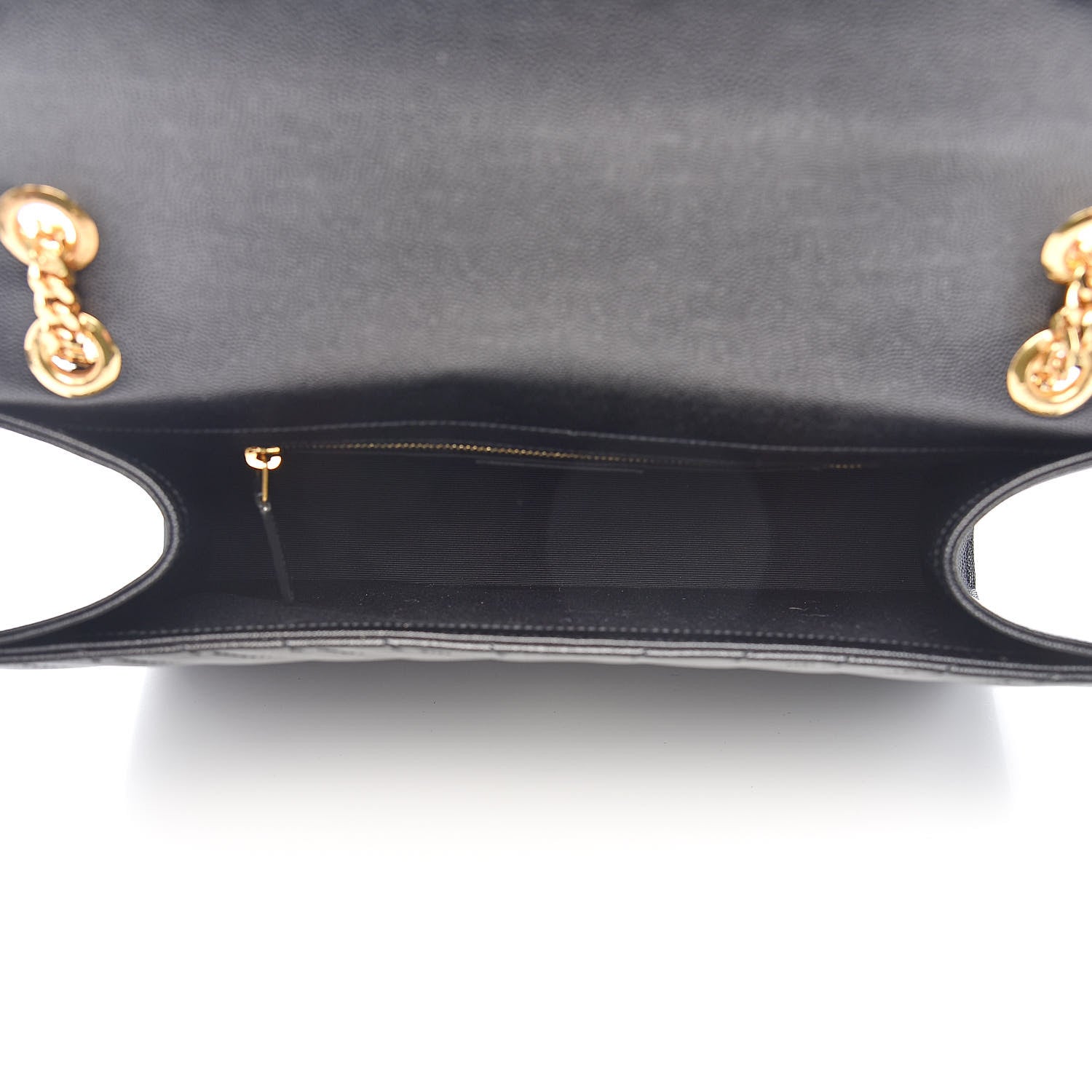 Saint Laurent Grain De Poudre Matelasse Chevron Large Monogram Satchel Black 5 of 10