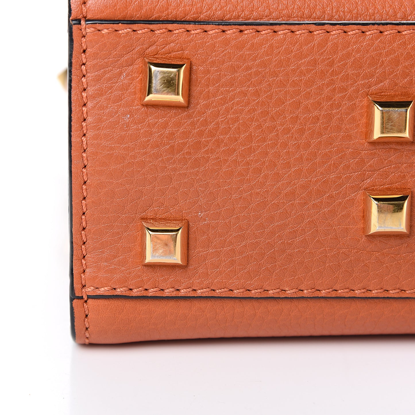 Grainy Calfskin Small My Rockstud Frame Bag Orange