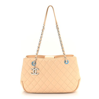Chanel Lambskin Quilted Small Shopping Tote Beige 1 of 9