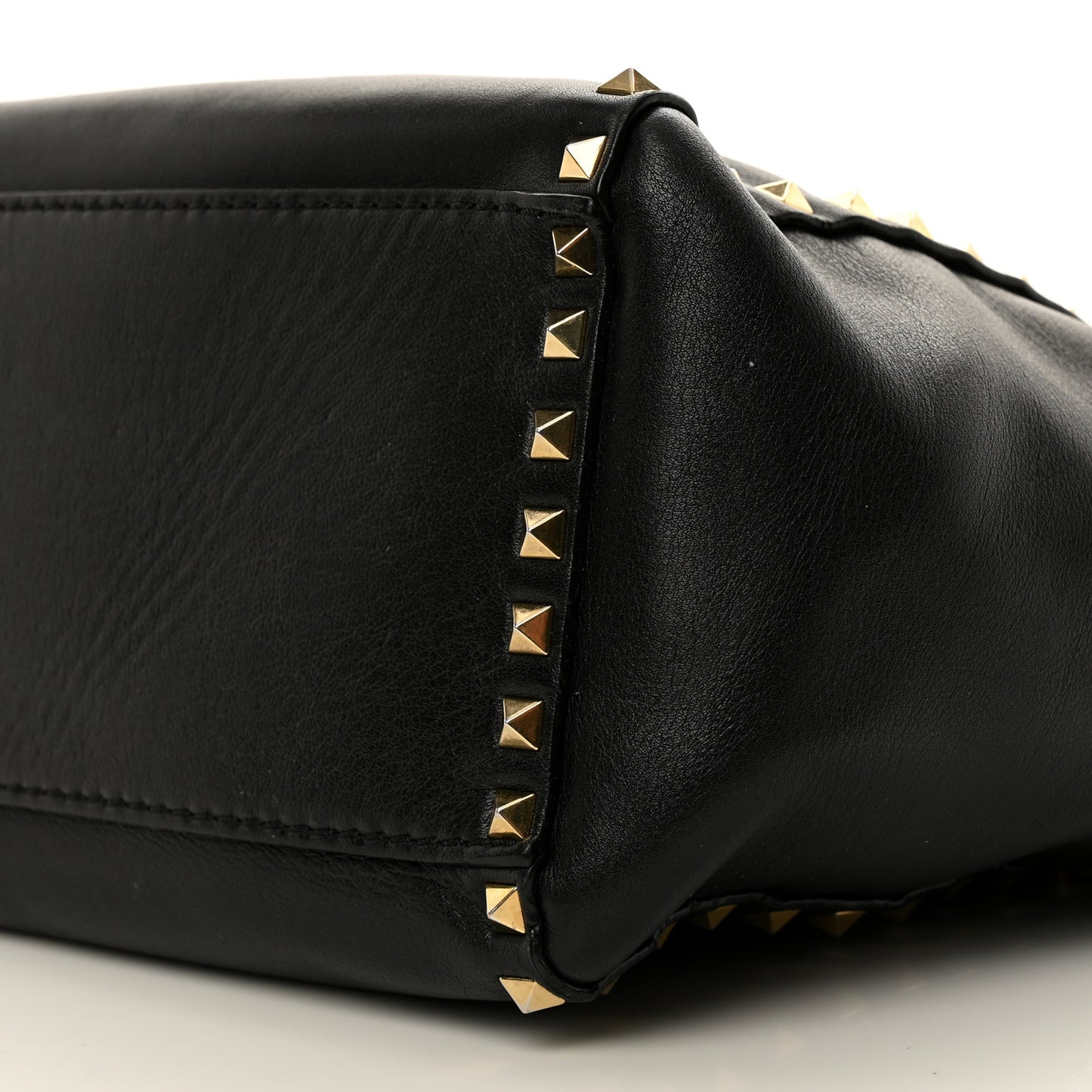 Vitello Rockstud Double Handle Tote Black