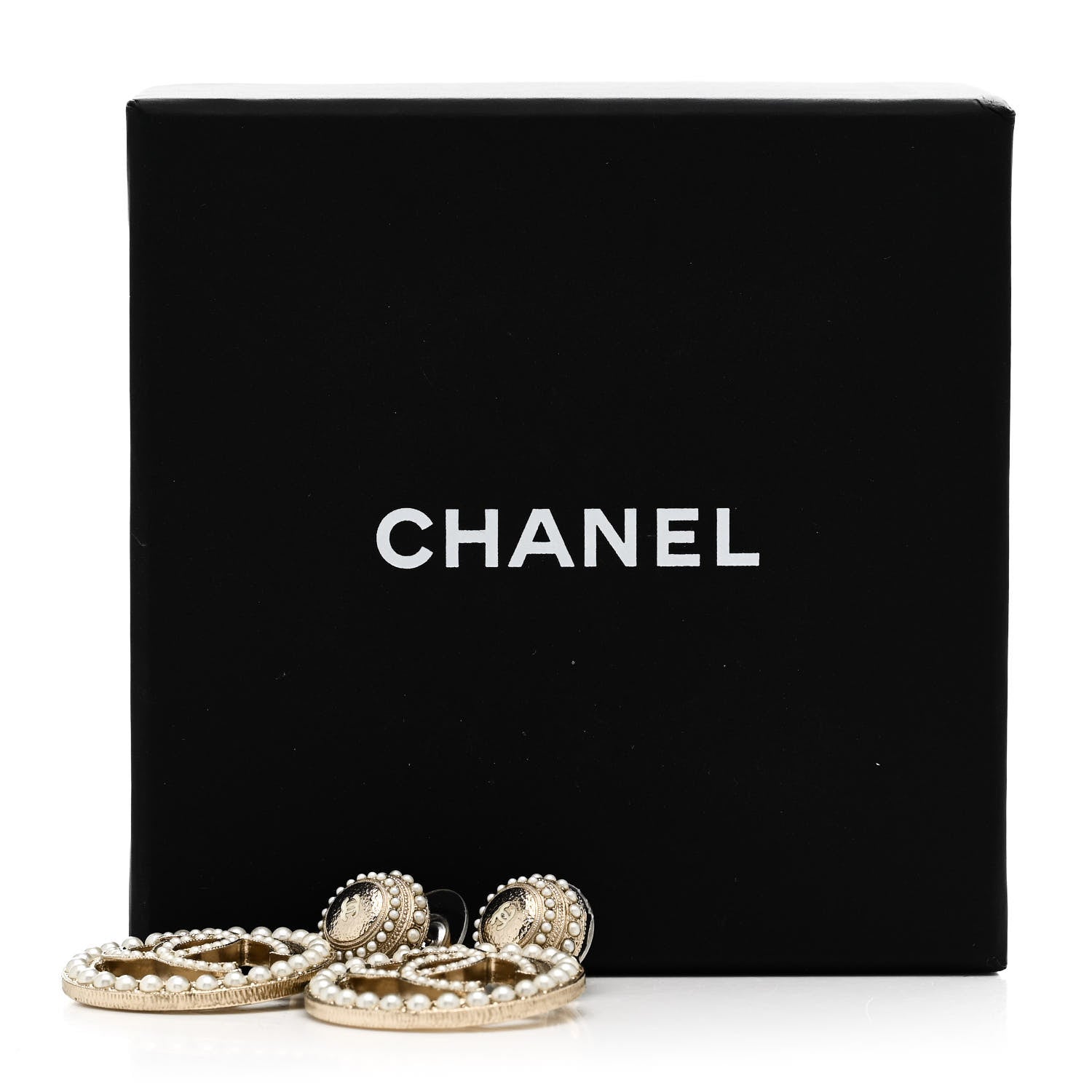 Chanel Pearl CC Drop Earrings Light Gold 5 of 5