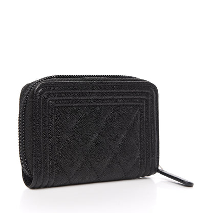 Chanel Caviar Quilted Boy Zip Around Coin Purse Wallet Black 2 of 7