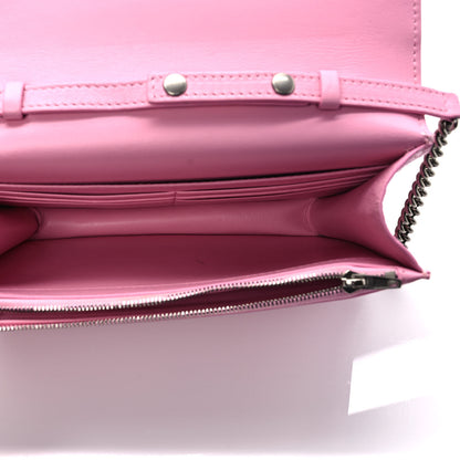 Balenciaga Patent Crocodile Embossed B Wallet On Chain Pink 5 of 9
