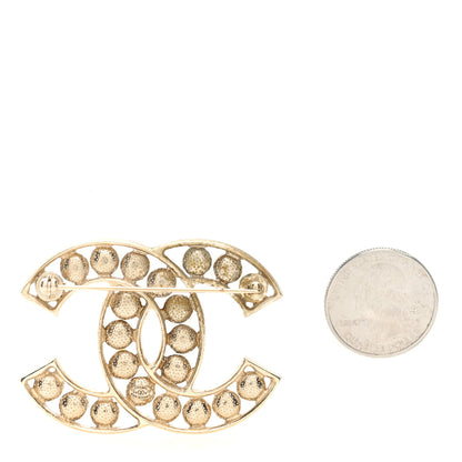 Chanel Pearl Crystal CC Brooch Gold Pearly White 2 of 4