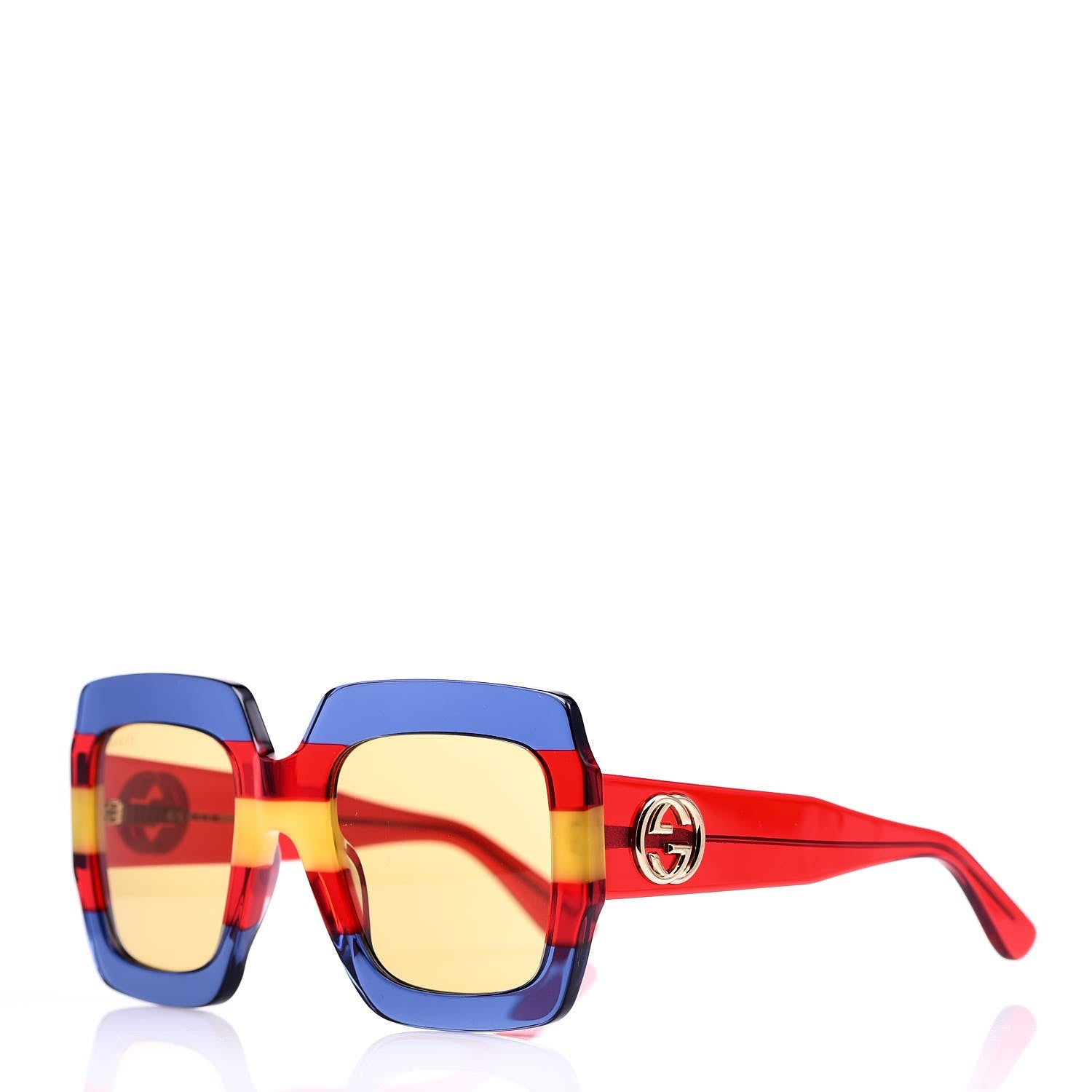 Gucci Square Frame GG0178S Sunglasses Blue Red Yellow 1 of 8