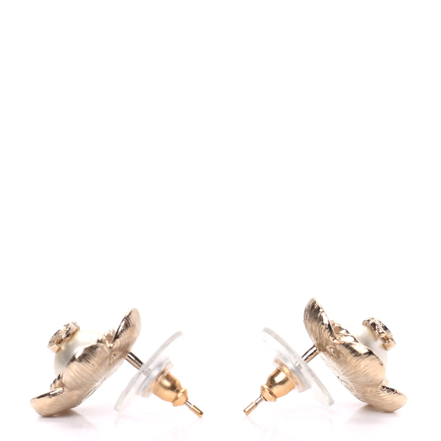Pearl CC Flower Earrings Gold