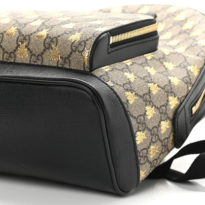 Gucci GG Supreme Monogram Bees Print Small Day Backpack Beige Oro Black 9 of 9
