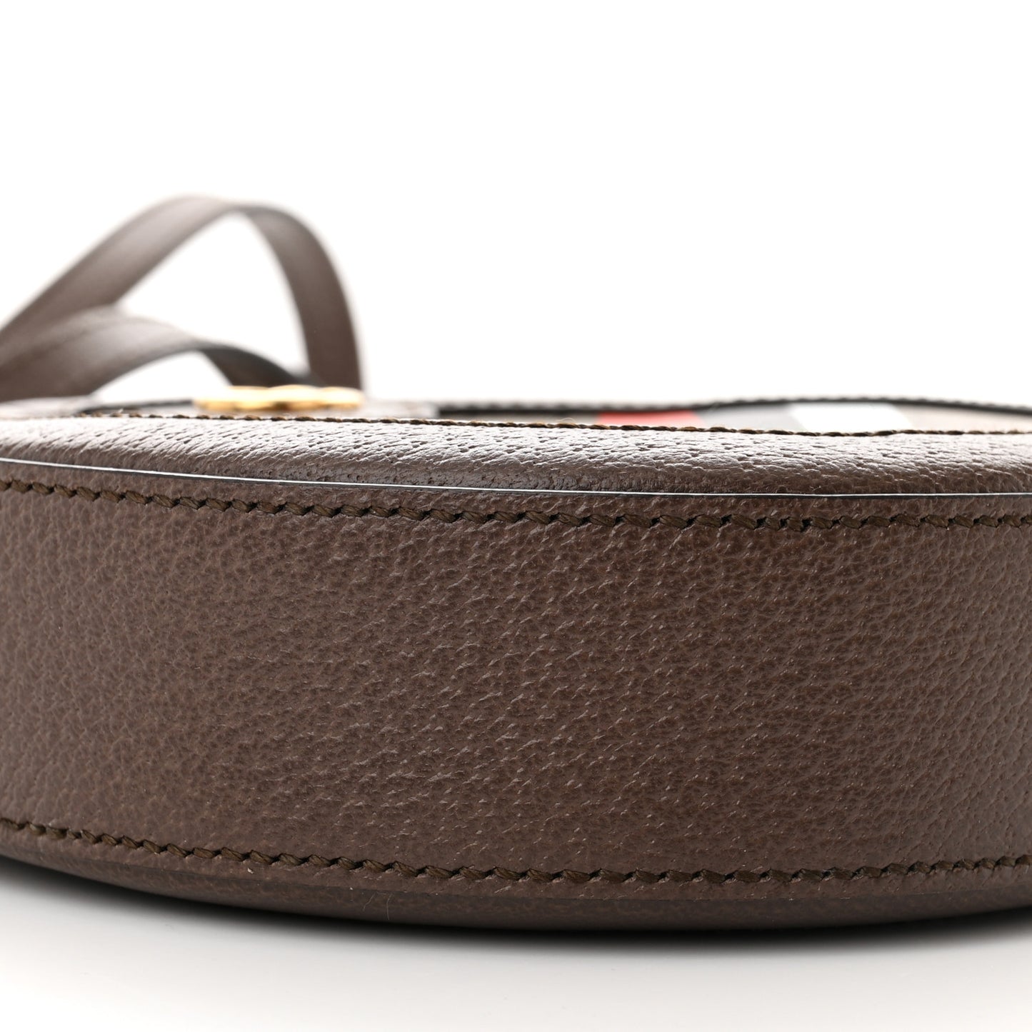 GG Supreme Monogram Equestrian Web Mini Ophidia Round Shoulder Bag Brown