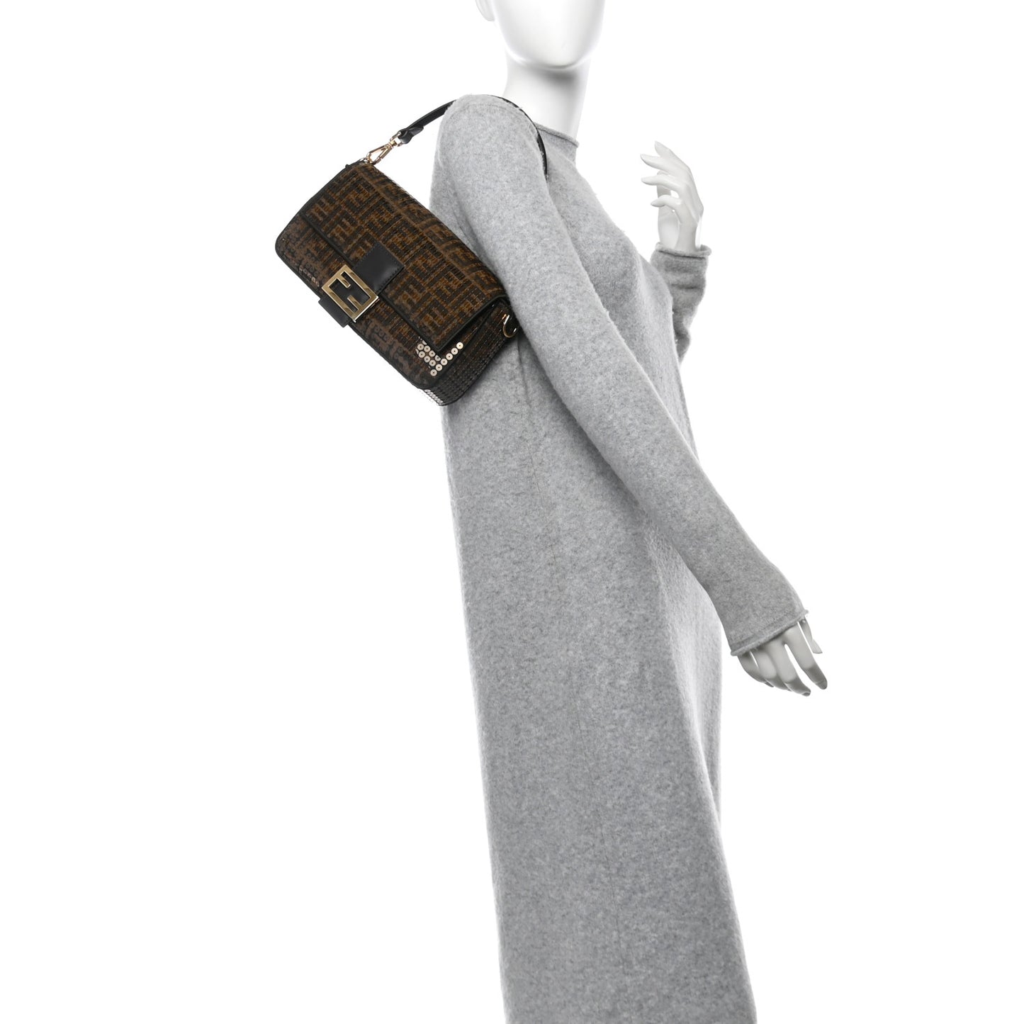 Fabric Jacquard Paillettes Vitello Seta FF 1974 Baguette Testa di Moro Real Ebano