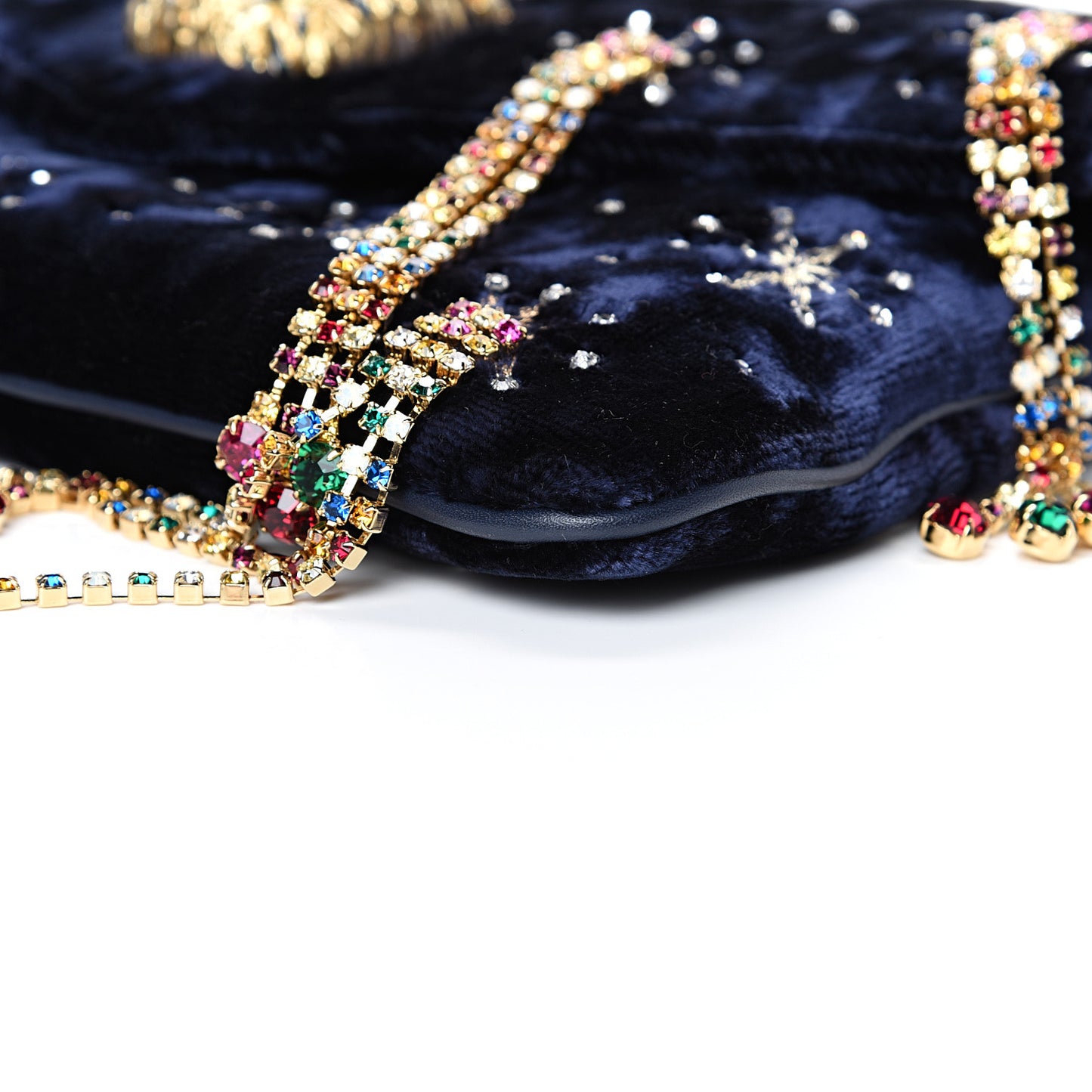 Velvet Embellished Broadway Rajah Tassel Evening Clutch Royal Blue Multicolor