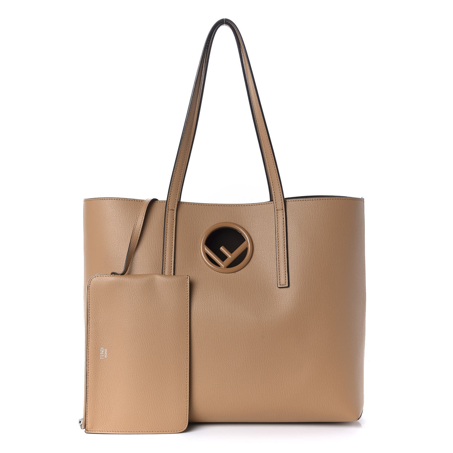 Fendi Vitello Vienna Enamel F is Fendi Shopping Tote Miele Scuro Taupe 1 of 12