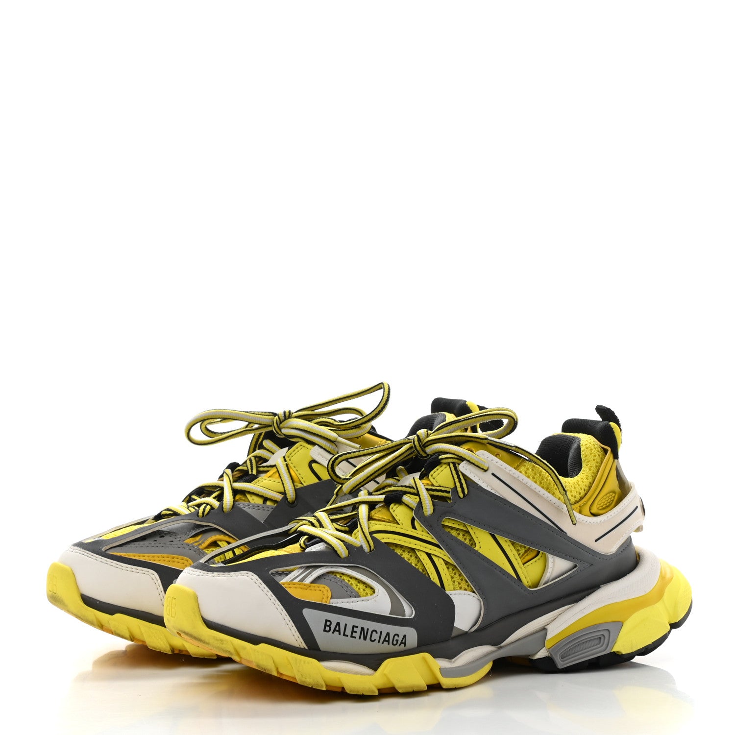 Balenciaga Mesh Nylon Womens Track Sneakers 39 Jaune Black White 3 of 11