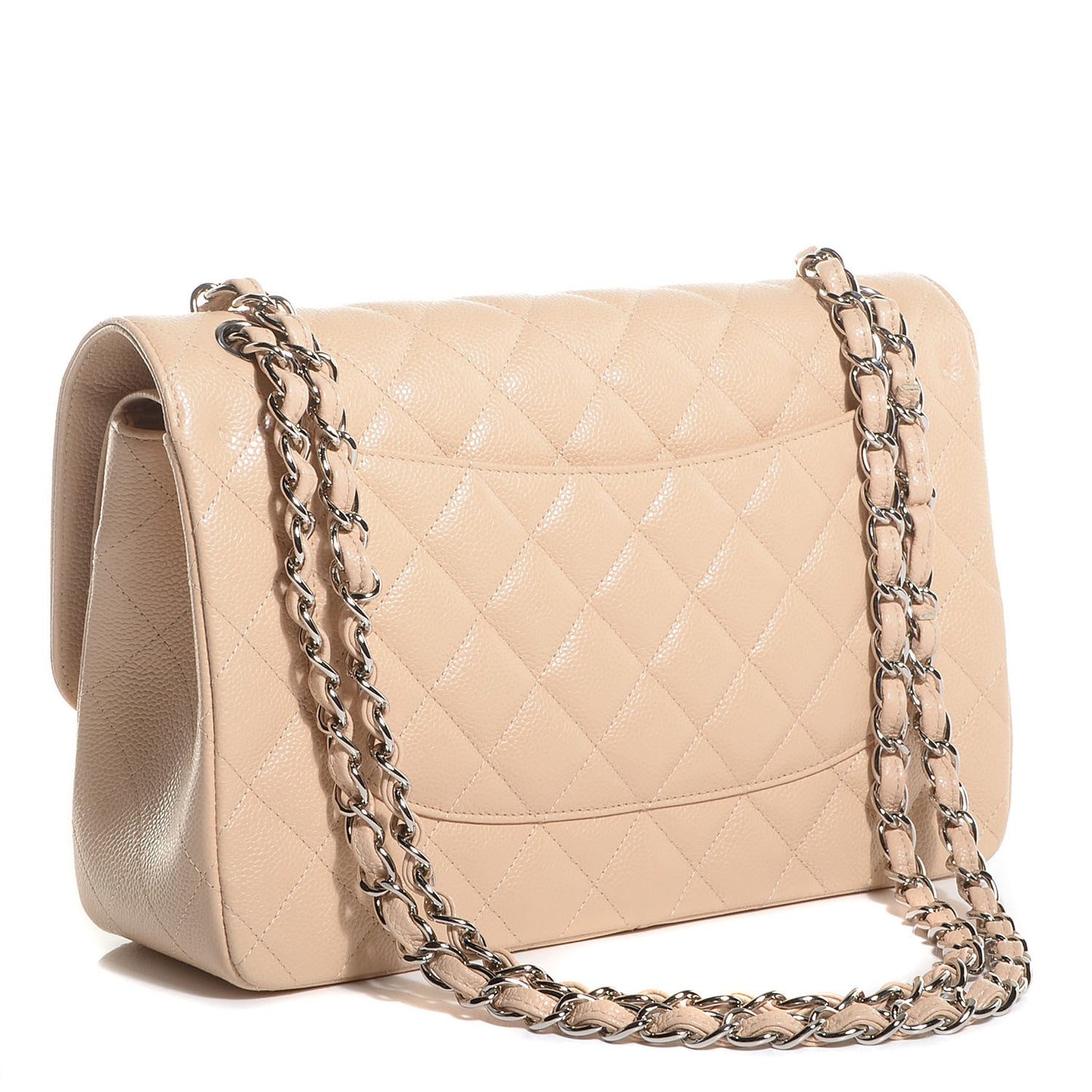 Caviar Jumbo Double Flap Light Beige