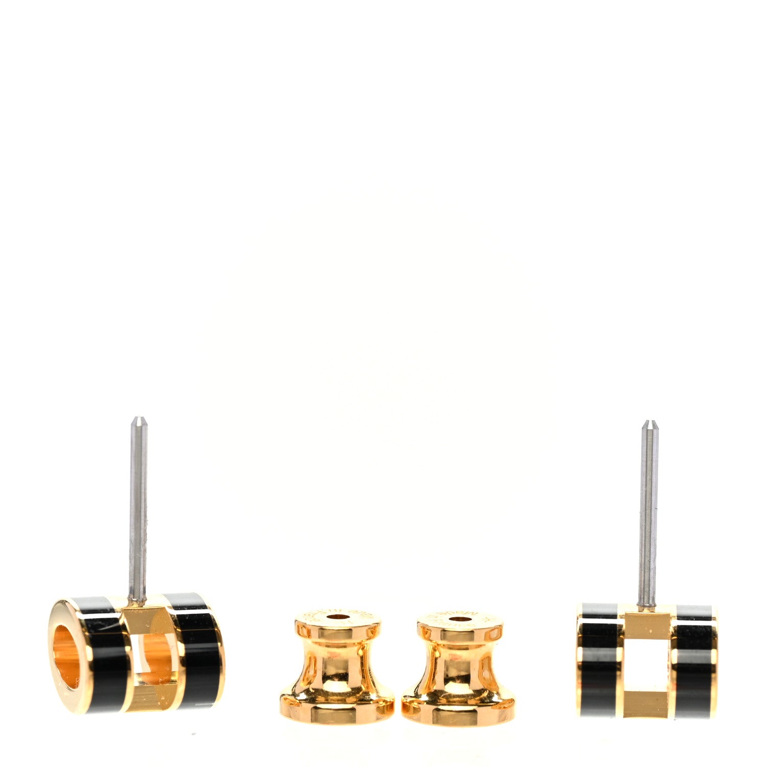 Hermes Gold Lacquered Mini Pop H Earrings Black 5 of 6