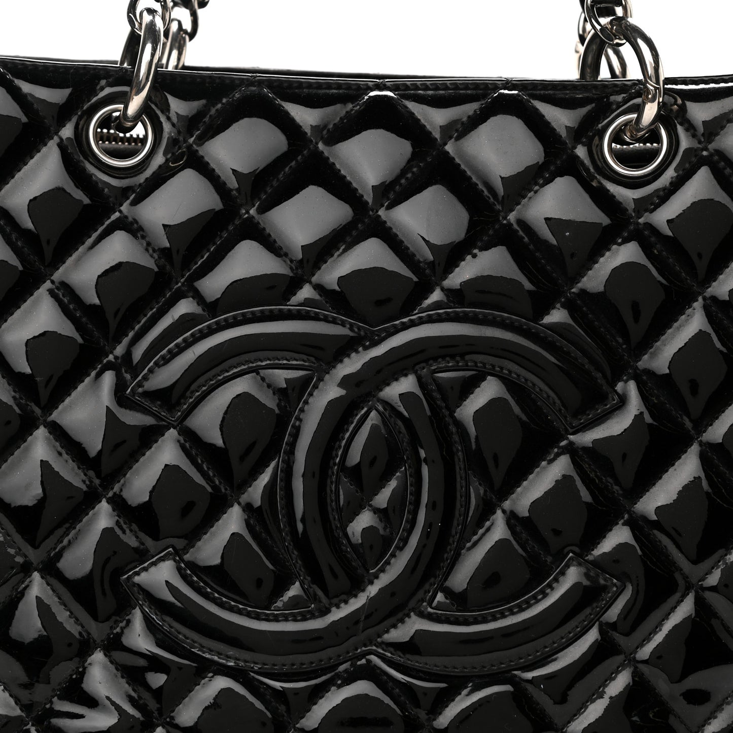 Patent Quilted Grand Shopping Tote GST Black