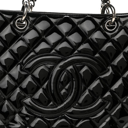 Chanel Patent Quilted Grand Shopping Tote GST Black 8 of 17