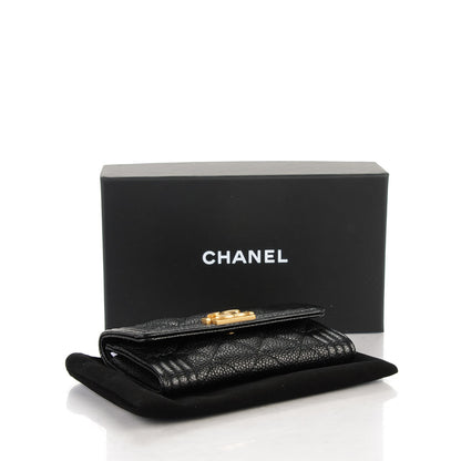 Chanel Caviar Quilted Boy Flap Card Holder Black 4 of 8