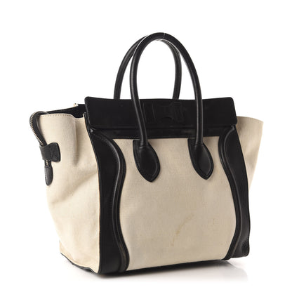 Celine Natural Canvas Smooth Calfskin Mini Luggage Cream 3 of 16