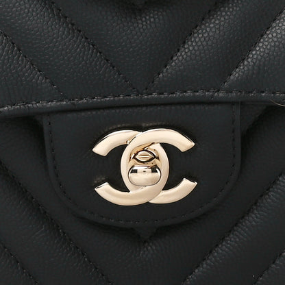 Chanel Caviar Chevron Quilted Small Double Flap Black 9 of 11