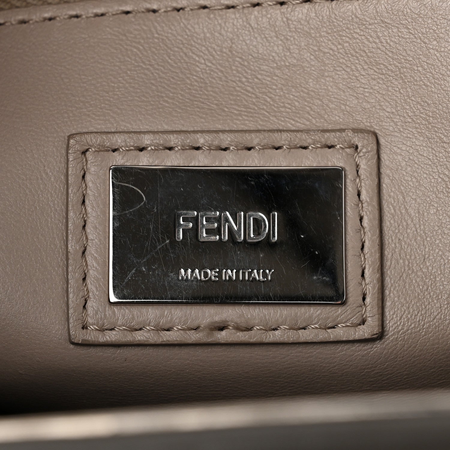 Fendi Vitello Seta Shiny Nappa Medium Peekaboo Iconic Satchel Carbone Grigio Polvere 7 of 12
