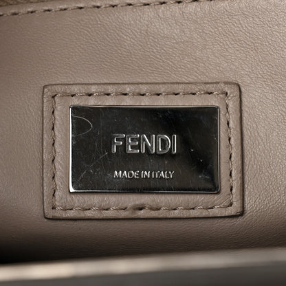 Fendi Vitello Seta Shiny Nappa Medium Peekaboo Iconic Satchel Carbone Grigio Polvere 7 of 12
