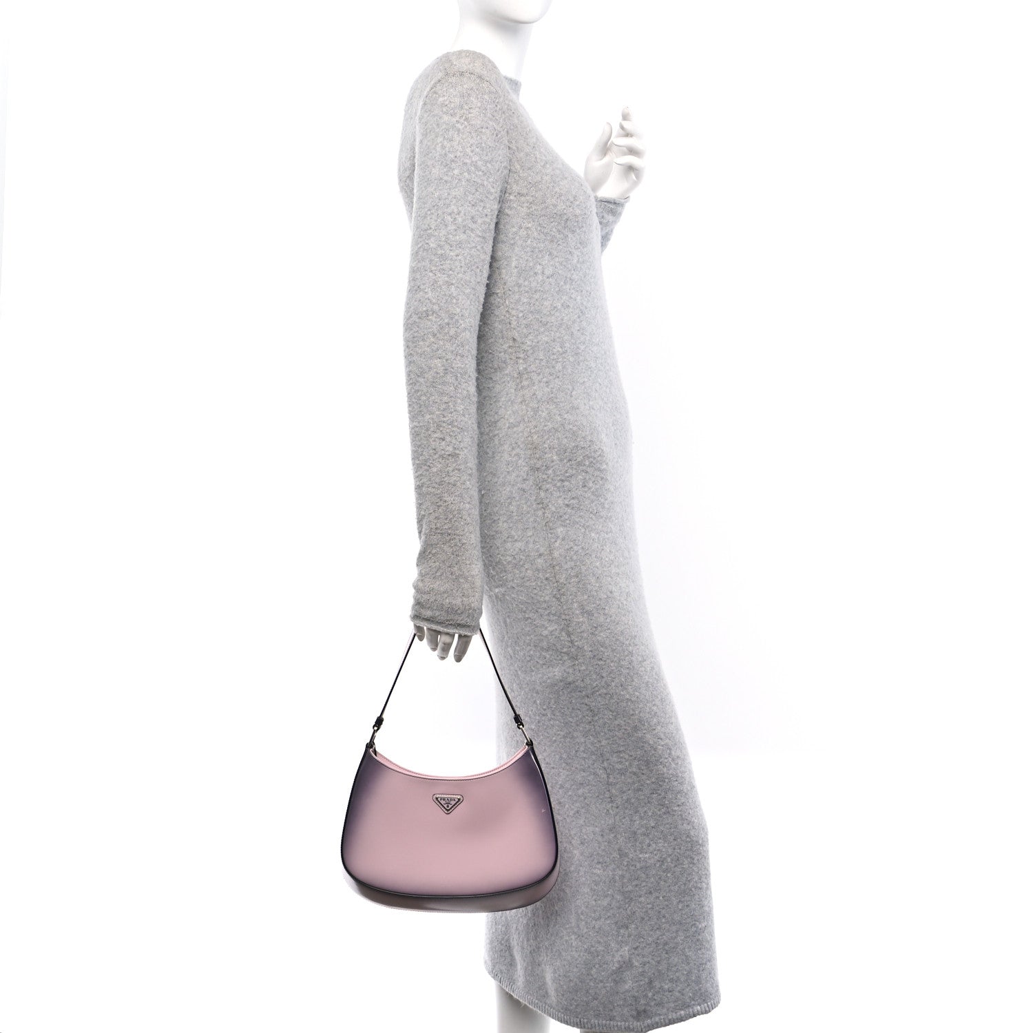 Prada Spazzolato Cleo Shoulder Bag Gradient Alabastro 2 of 12