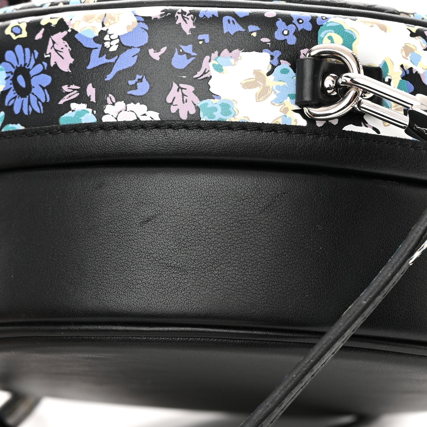 Calfskin Floral Print Petite Boite Chapeau Black