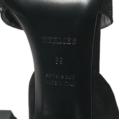 Hermes Suede Goatskin Crystal Ella 105 Sandal 39 Black 7 of 8