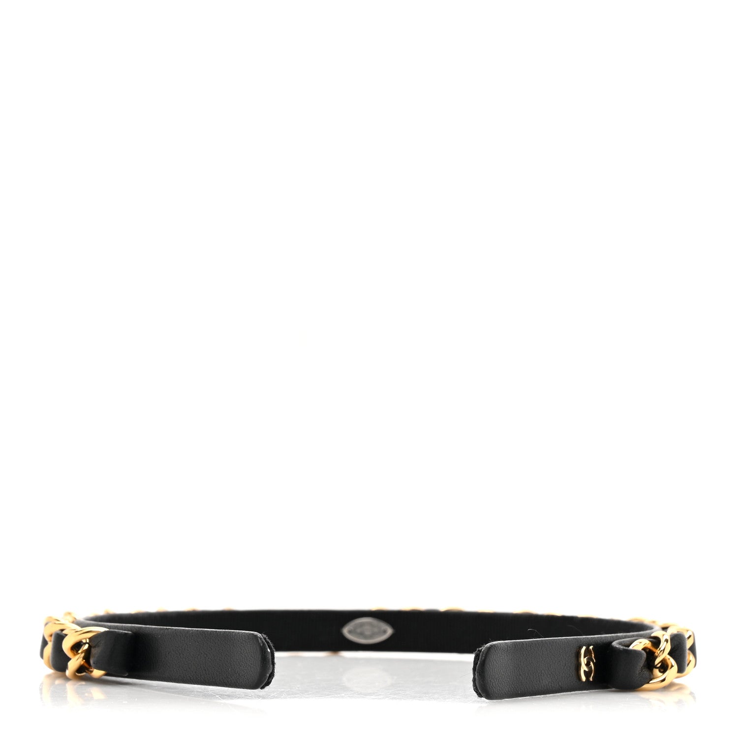 Chanel Metal Lambskin Chain CC Headband Black Gold 5 of 7