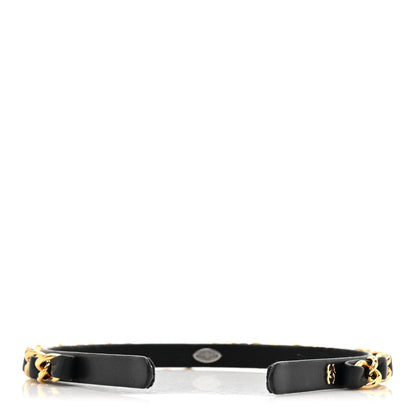 Chanel Metal Lambskin Chain CC Headband Black Gold 5 of 7