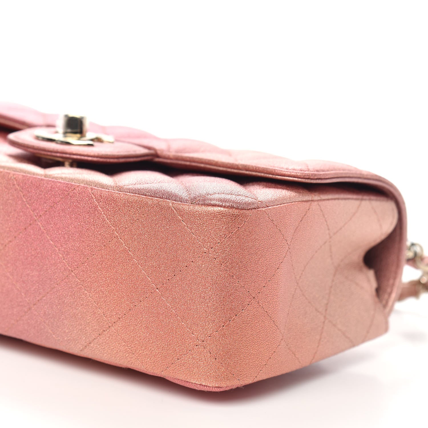 Chanel Metallic Lambskin Quilted Ombre Mini Rectangular Flap Pink 9 of 10