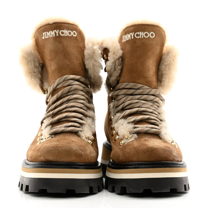 Jimmy Choo Suede Shearing Womens Chike Boots 35 Khaki Brown Barley 2 of 9