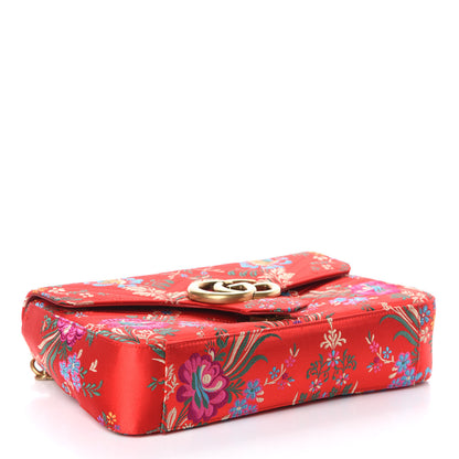 Gucci Jacquard Matelasse Floral Medium GG Marmont Shoulder Bag Red 4 of 9